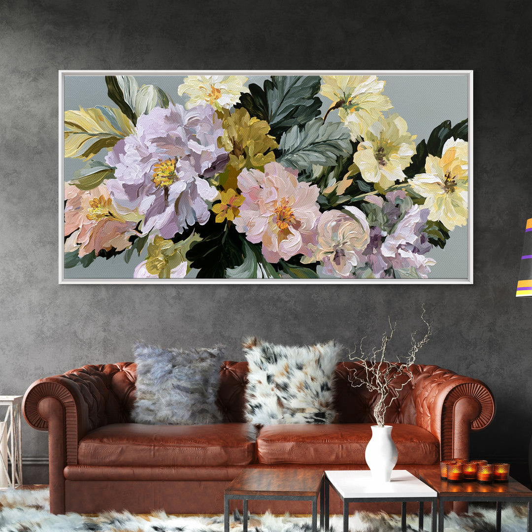 Large Expressive Flower Vase Framed Canvas Print, Dining Room Art, Printable Art, Dining Room Decor, Watercolor Art, Dining, DRA-2x1-92