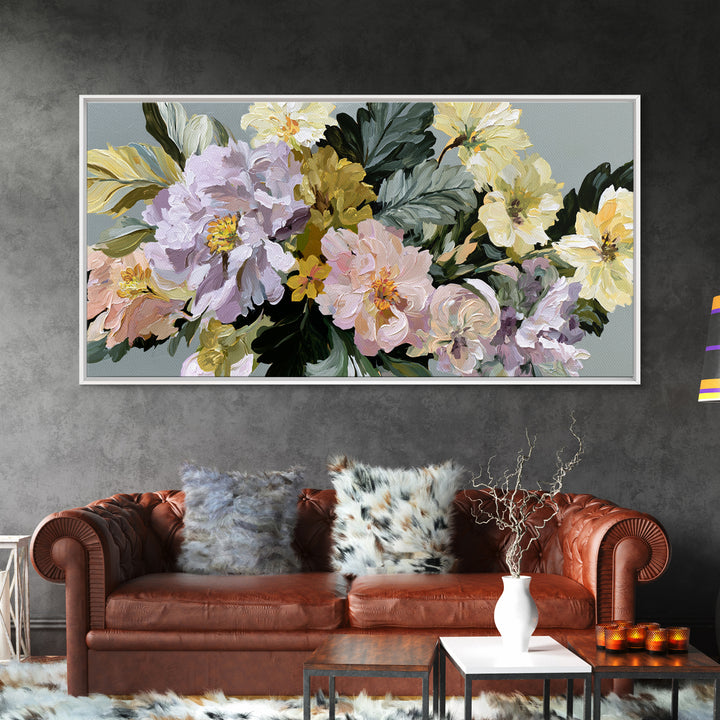 Large Expressive Flower Vase Framed Canvas Print, Dining Room Art, Printable Art, Dining Room Decor, Watercolor Art, Dining, DRA-2x1-92