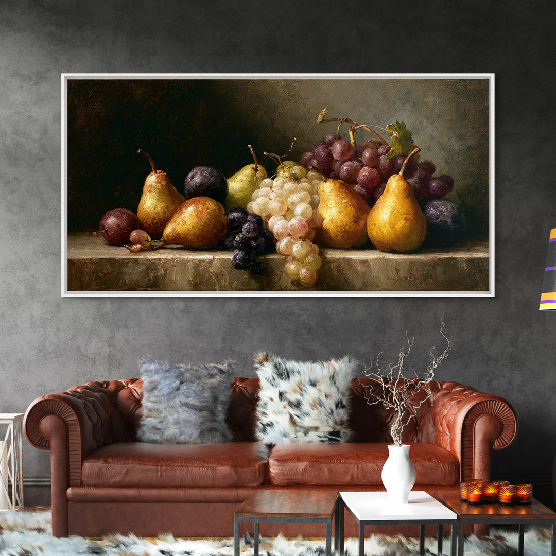 Classical Fruit Still Life Canvas Print, Dining Room Art, Large Wall Art, Dining Room Decor, Dining, Watercolor Painting, DRA-2x1-93