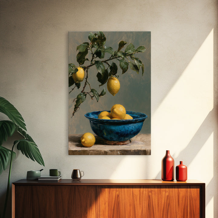 Italian Lemon Branch Framed Canvas Print, Dining Room Art, Room Decor, Dining Room Decor, Fine Art, Dining, Canvas Art, DRA-2x3-13