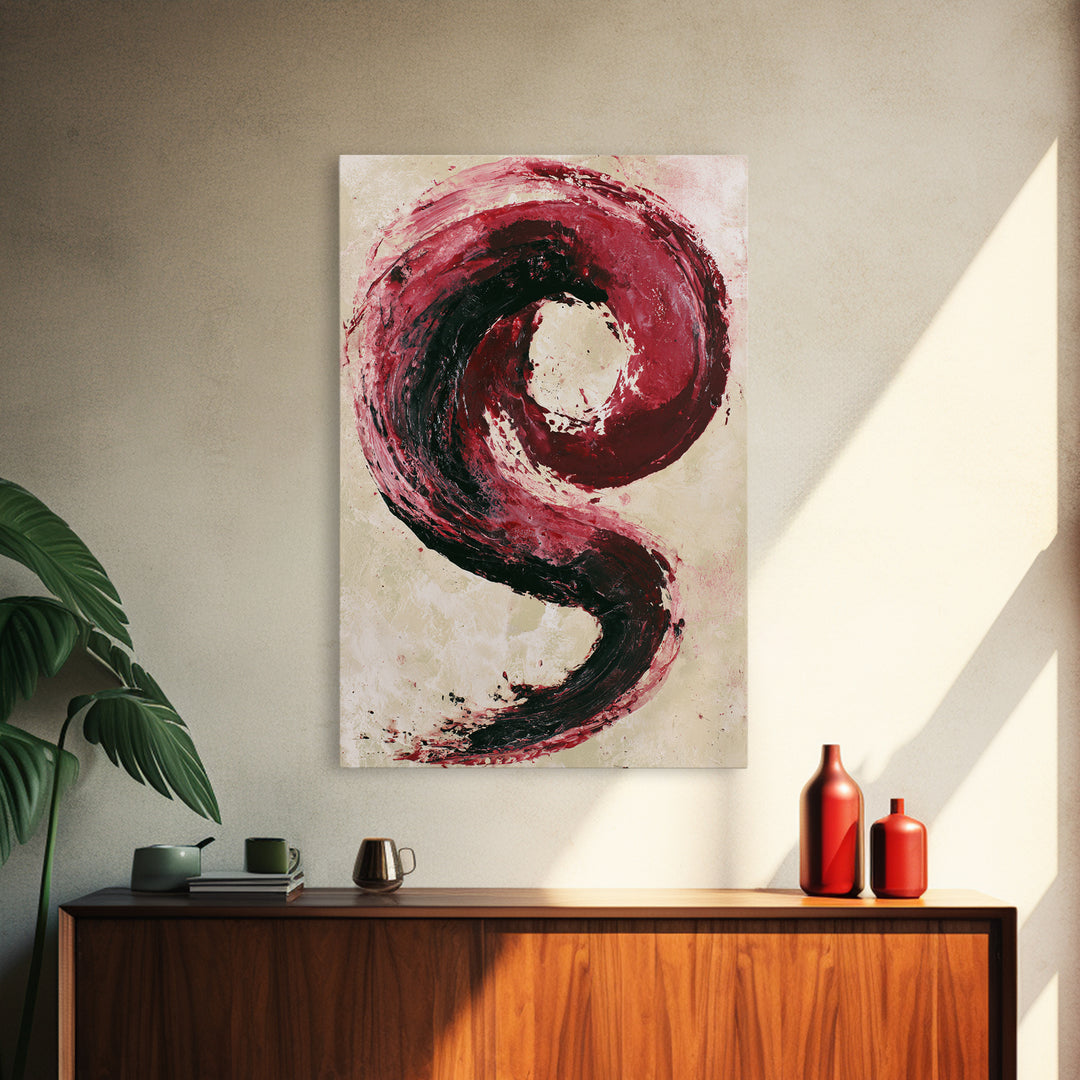 Abstract Red Wine Swirl Framed Canvas Print, Dining Room Art, Gallery Decor, Dining Room Decor, Dining, Minimalist Decor, DRA-2x3-2