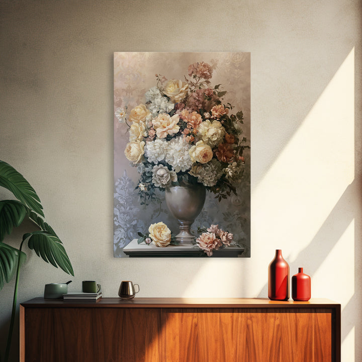 Classic Dutch Feast Arrangement Framed Canvas Print, Dining Room Art, Watercolor Painting, Dining Room Decor, Fine Art, Dining, DRA-2x3-3