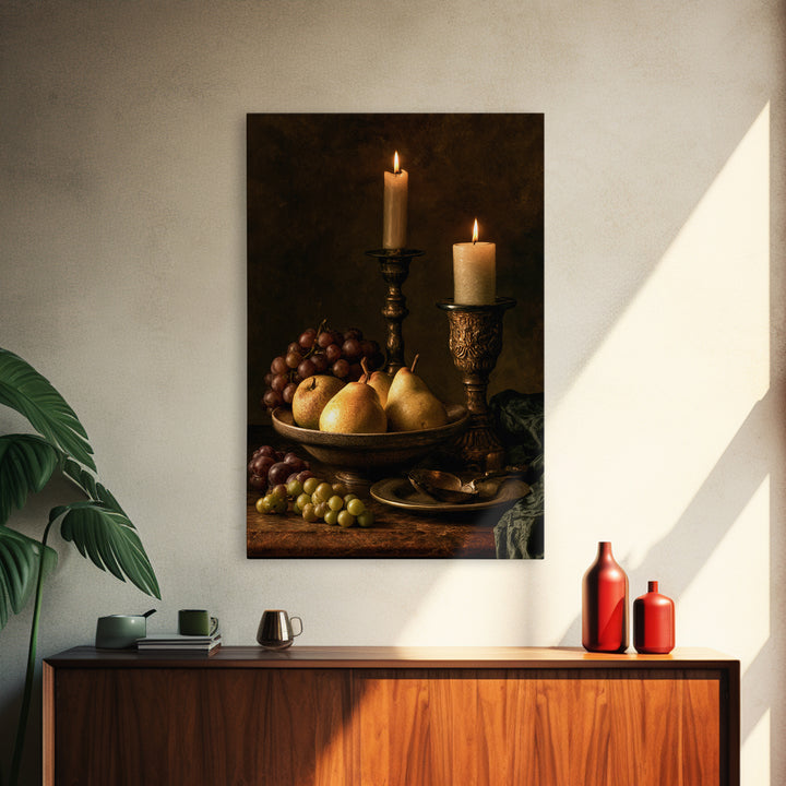 Classical Fruit Still Life Framed Canvas Print, Dining Room Art, Wall Art, Dining Room Decor, Watercolor Art, Dining, DRA-2x3-33