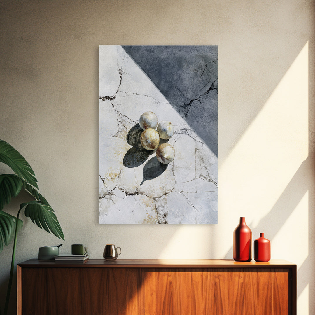 Figs on Marble Framed Canvas Print, Dining Room Art, Dining Room Wall Art, Dining Room Decor, Fine Art, Dining, DRA-2x3-55