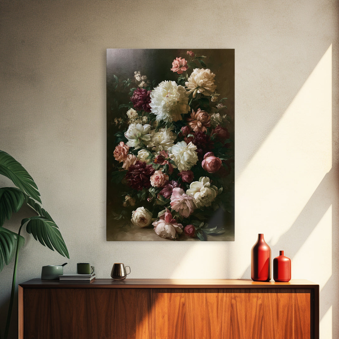 Large Floral Centerpiece Canvas Print, Dining Room Art, Contemporary Art, Dining Room Decor, Fine Art, Dining, Digital Print, DRA-2x3-58