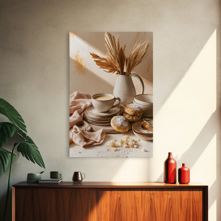 Coffee and Pastry Scene for Breakfast Nook Canvas Print, Dining Room Art, Textured Painting, Dining Room Decor, Dining, DRA-2x3-70