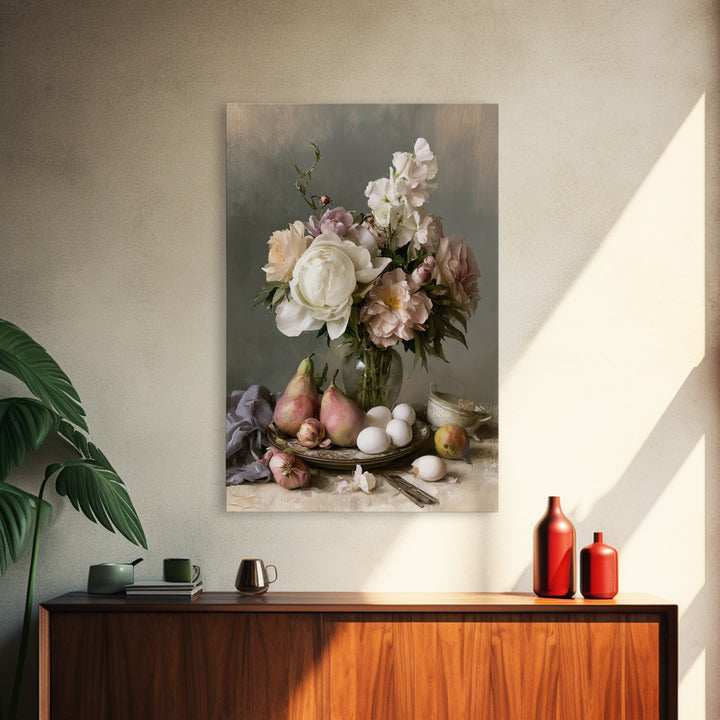 Classic Dutch Feast Arrangement Framed Canvas Print, Dining Room Art, Room Decor, Dining Room Decor, Fine Art, Dining, DRA-2x3-75