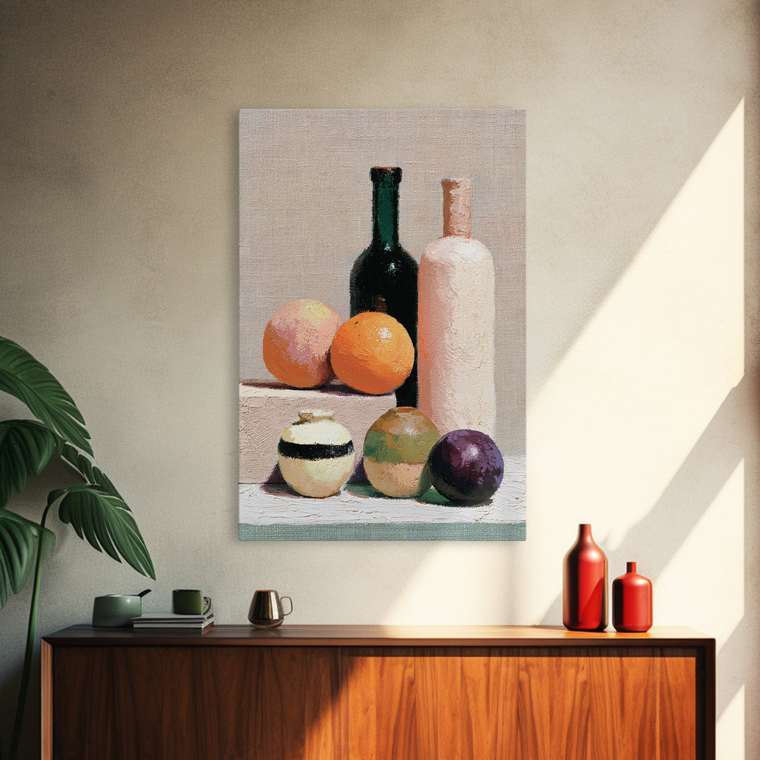 Peach and Plum Still Life Framed Canvas Print, Dining Room Art, Canvas Wall Art, Dining Room Decor, Fine Art, Dining, DRA-2x3-76