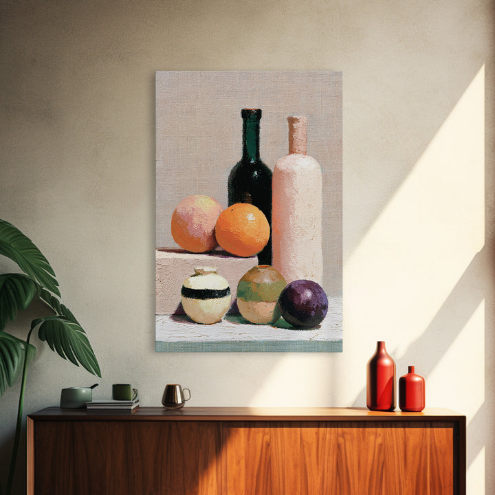 Peach and Plum Still Life Framed Canvas Print, Dining Room Art, Canvas Wall Art, Dining Room Decor, Fine Art, Dining, DRA-2x3-76