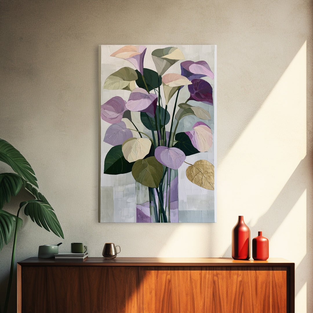 Large Expressive Flower Vase Framed Canvas Print, Dining Room Art, Digital Print, Dining Room Decor, Watercolor Art, Dining, DRA-2x3-8