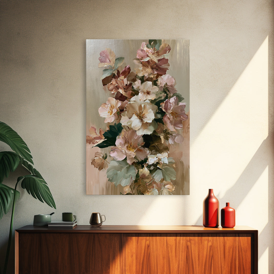 Large Floral Centerpiece Canvas Print, Dining Room Art, Contemporary Art, Dining Room Decor, Fine Art, Dining, Digital Print, DRA-2x3-82