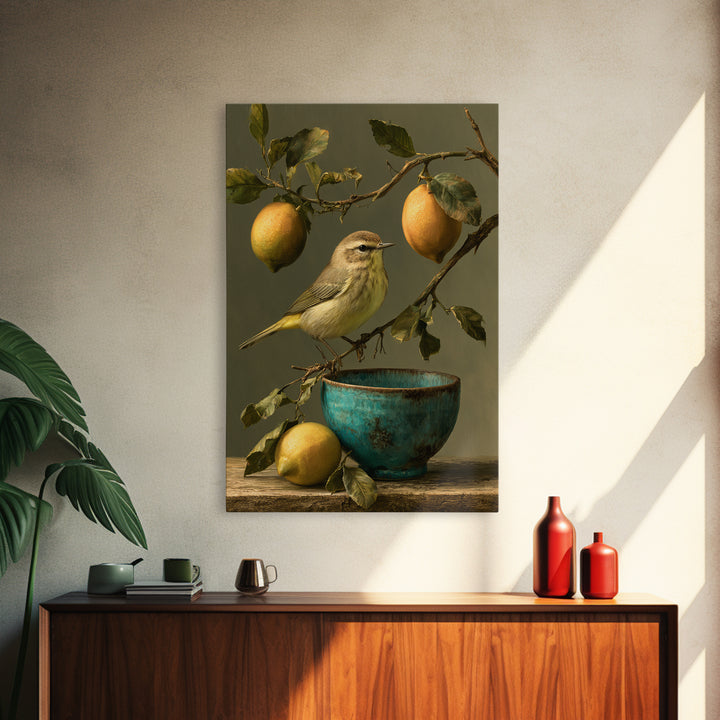 Italian Lemon Branch Framed Canvas Print, Dining Room Art, Abstract Art, Dining Room Decor, Oil Painting, Dining, DRA-2x3-85