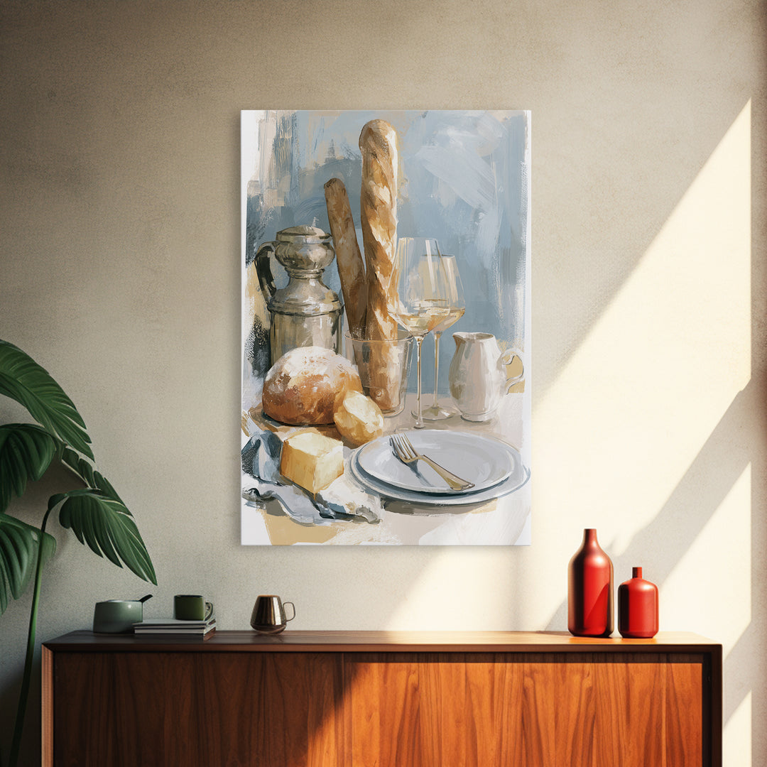 French Bistro Food Illustration Without Text Framed Canvas Print, Dining Room Art, Home Decor, Dining Room Decor, Dining, DRA-2x3-90