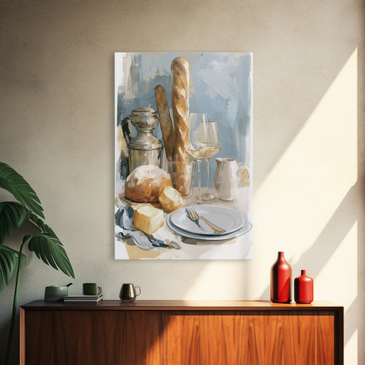 French Bistro Food Illustration Without Text Framed Canvas Print, Dining Room Art, Home Decor, Dining Room Decor, Dining, DRA-2x3-90