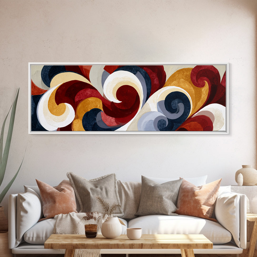 Abstract Red Wine Swirl Framed Canvas Print, Dining Room Art, Textured Painting, Dining Room Decor, Abstract Art, Dining, DRA-3x1-10