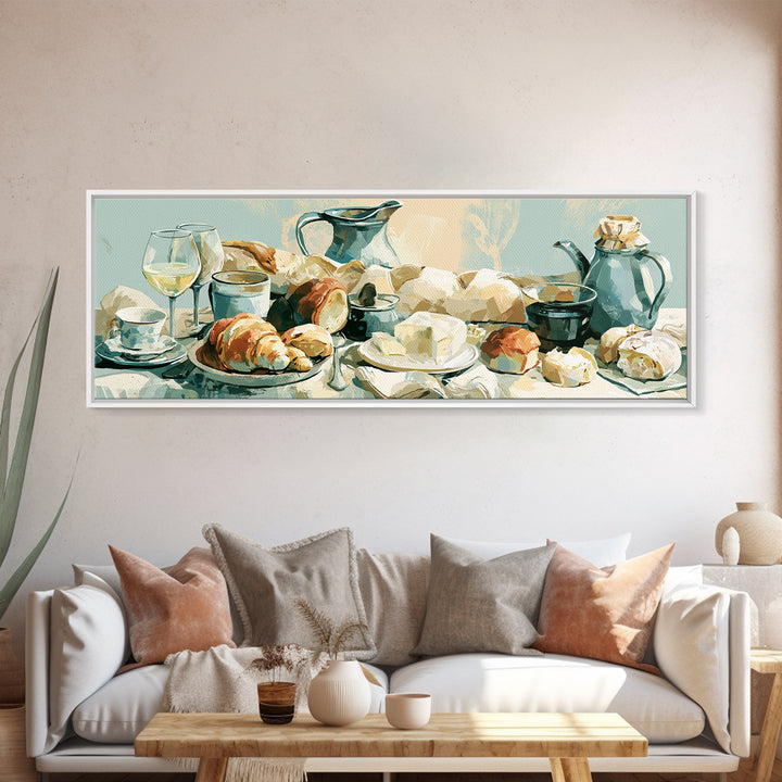 French Bistro Food Illustration Without Text Framed Canvas Print, Dining Room Art, Wall Art, Dining Room Decor, Dining, DRA-3x1-2