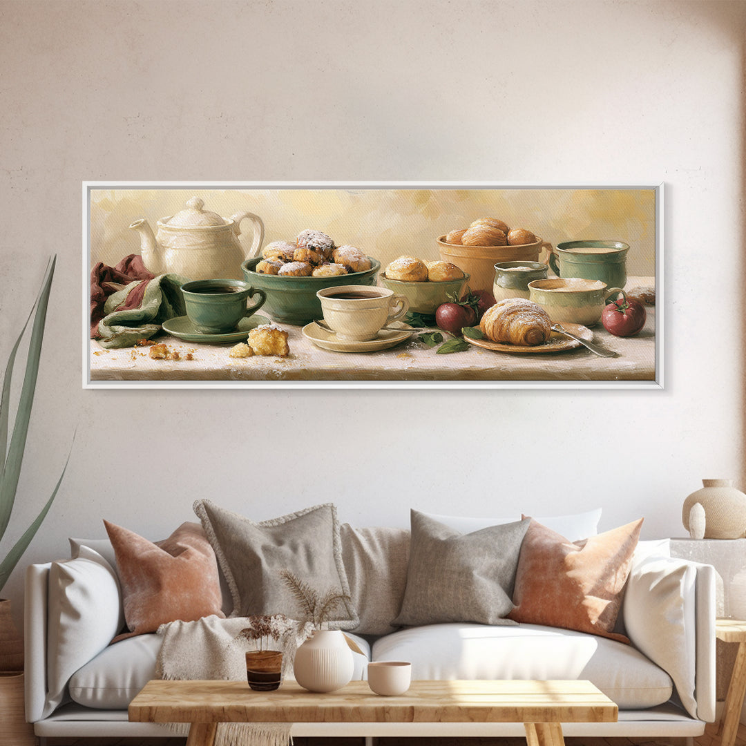 Coffee and Pastry Scene for Breakfast Nook Canvas Print, Dining Room Art, Room Decor, Dining Room Decor, Fine Art, Dining, DRA-3x1-30