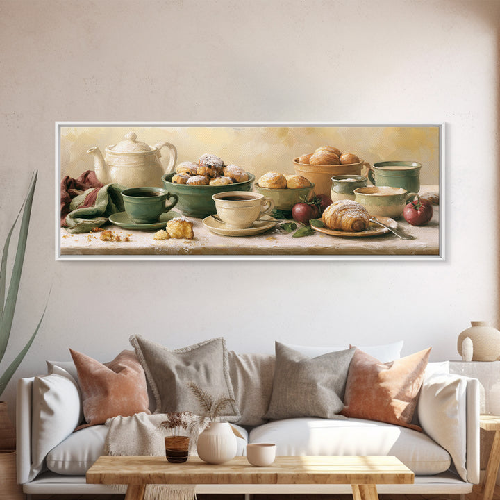 Coffee and Pastry Scene for Breakfast Nook Canvas Print, Dining Room Art, Room Decor, Dining Room Decor, Fine Art, Dining, DRA-3x1-30