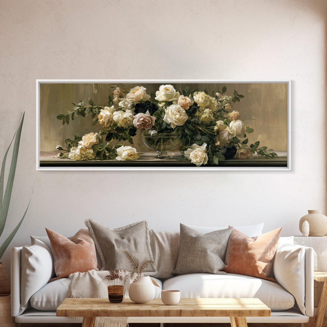 Classic Dutch Feast Arrangement Canvas Print, Dining Room Art, Statement Artwork, Dining Room Decor, Fine Art, Dining, DRA-3x1-35