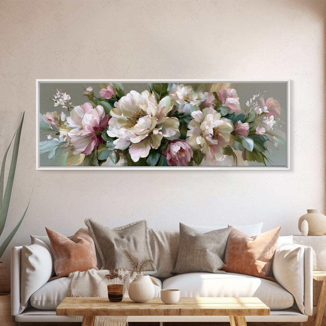 Large Expressive Flower Vase Canvas Print, Dining Room Art, Dining Room Wall Art, Dining Room Decor, Oil Painting, Dining, DRA-3x1-40