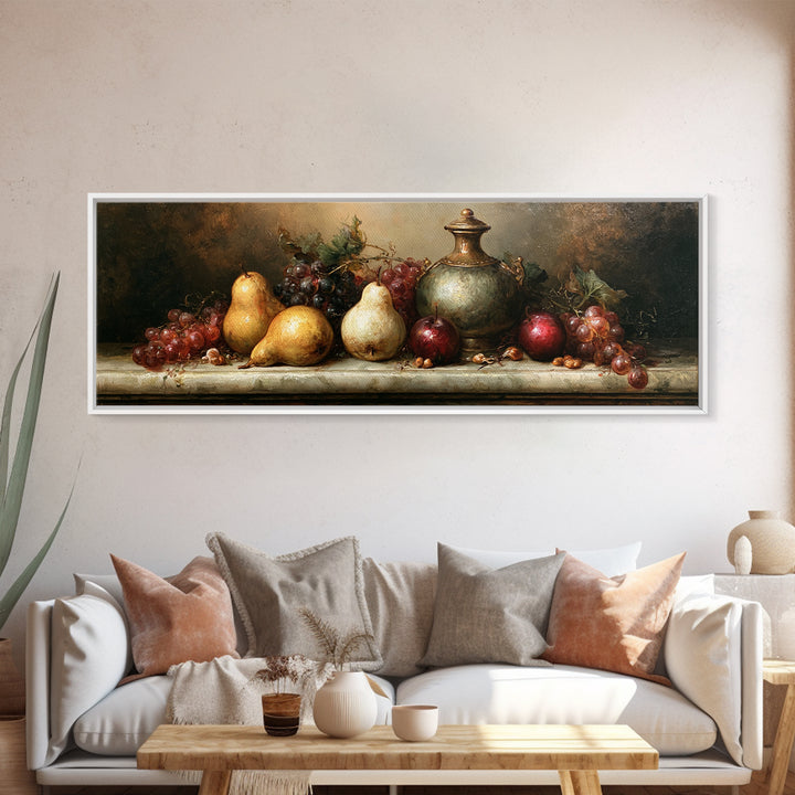 Classical Fruit Still Life Canvas Print, Dining Room Art, Abstract Wall Art, Dining Room Decor, Watercolor Art, Dining, DRA-3x1-41