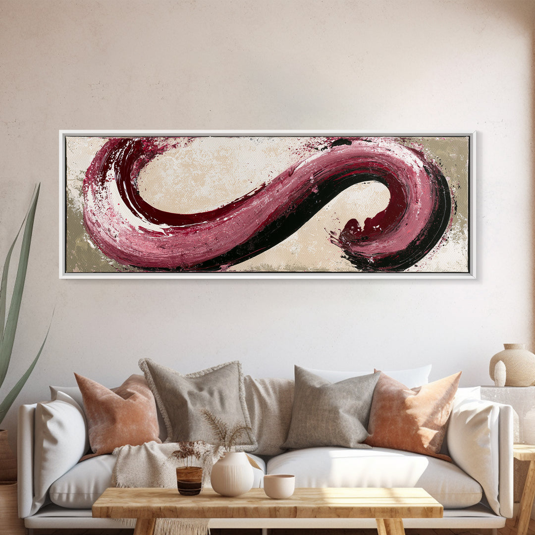 Abstract Red Wine Swirl Framed Canvas Print, Dining Room Art, Canvas Art, Dining Room Decor, Fine Art, Dining, Bedroom Wall Art, DRA-3x1-58
