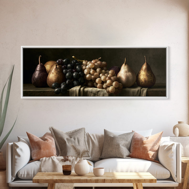 Classical Fruit Still Life Canvas Print, Dining Room Art, Abstract Wall Art, Dining Room Decor, Watercolor Art, Dining, DRA-3x1-65