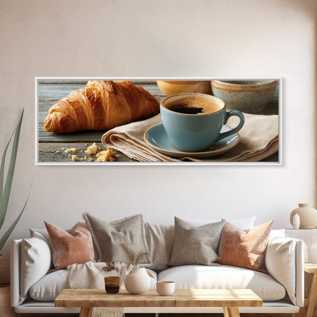 Coffee and Pastry Scene for Breakfast Nook Canvas Print, Dining Room Art, Textured Painting, Dining Room Decor, Dining, DRA-3x1-78