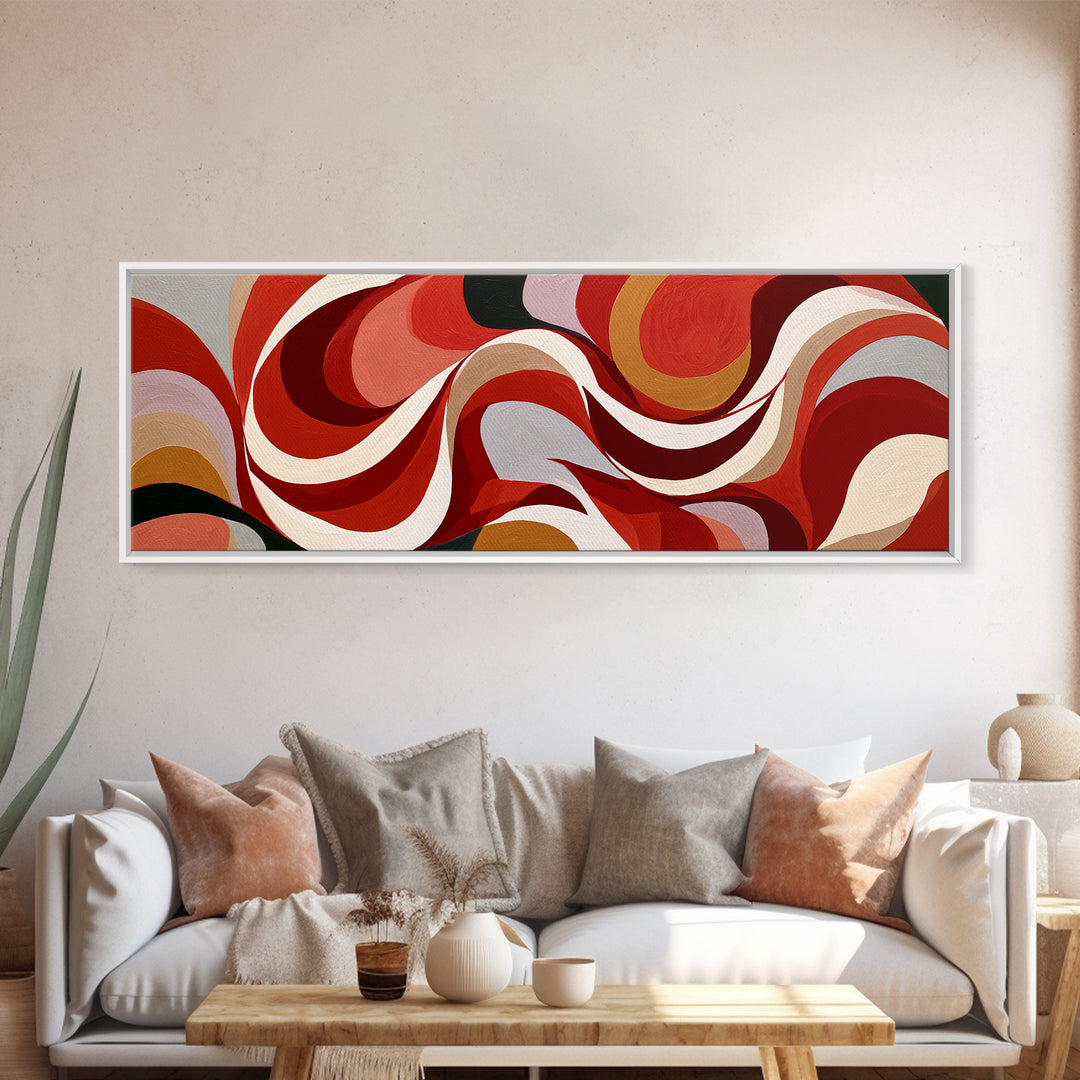 Abstract Red Wine Swirl Framed Canvas Print, Dining Room Art, Canvas Art, Dining Room Decor, Fine Art, Dining, Bedroom Wall Art, DRA-3x1-82