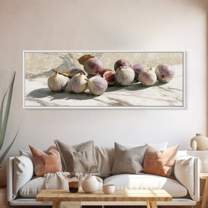 Figs on Marble Framed Canvas Print, Dining Room Art, Print, Dining Room Decor, Dining, Living Room Decor, Abstract Wall Art, DRA-3x1-87