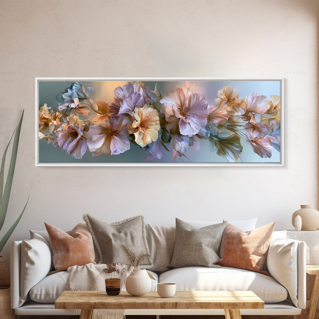 Large Floral Centerpiece Framed Canvas Print, Dining Room Art, Living Room Decor, Dining Room Decor, Fine Art, Dining, DRA-3x1-90