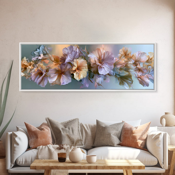 Large Floral Centerpiece Framed Canvas Print, Dining Room Art, Living Room Decor, Dining Room Decor, Fine Art, Dining, DRA-3x1-90