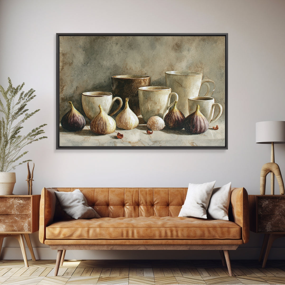 Coffee and Pastry Scene for Breakfast Nook Framed Canvas Print, Dining Room Art, Fall Decor, Dining Room Decor, Dining, DRA-3x2-18