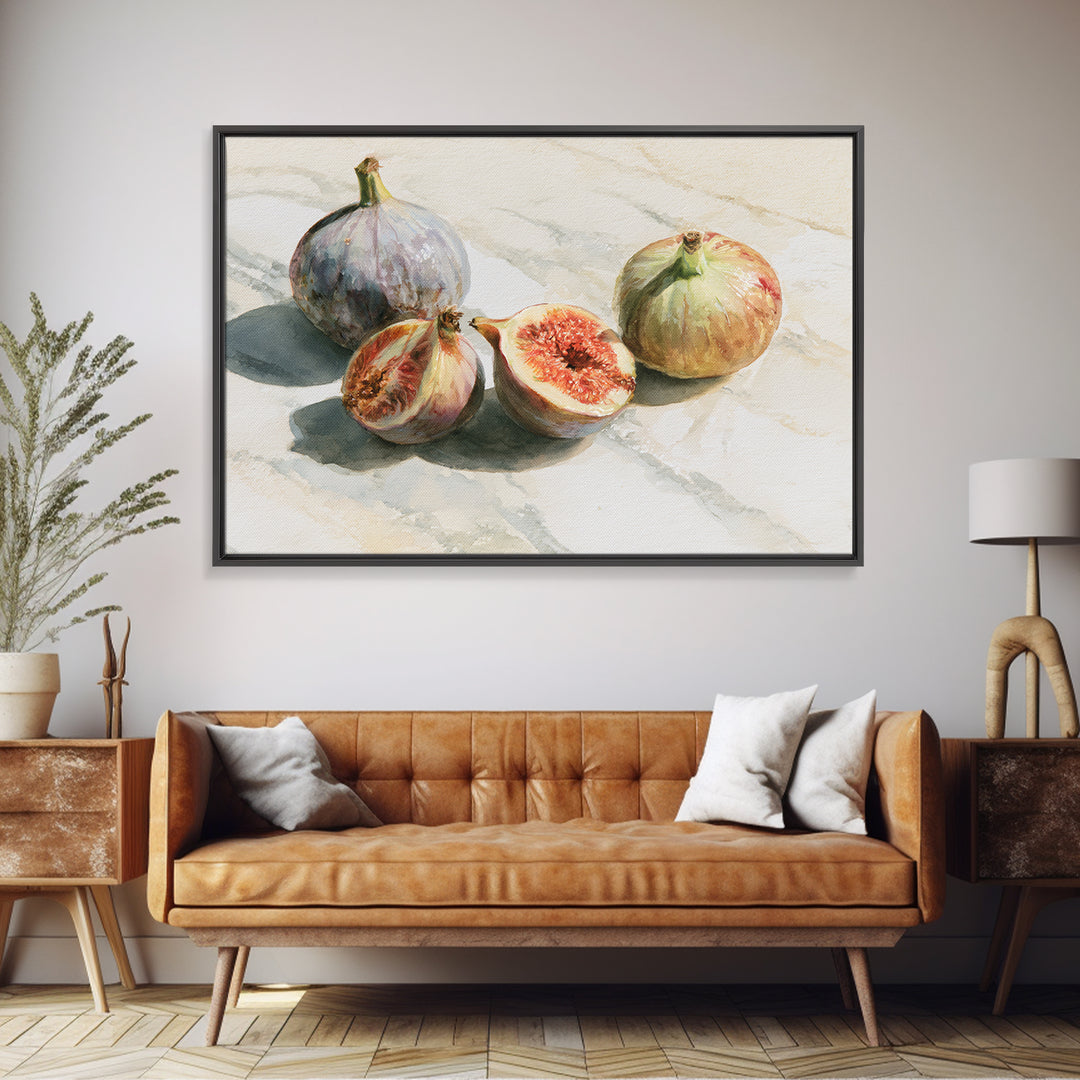 Figs on Marble Framed Canvas Print, Dining Room Art, Canvas Art, Dining Room Decor, Fine Art, Dining, Bedroom Wall Art, DRA-3x2-27