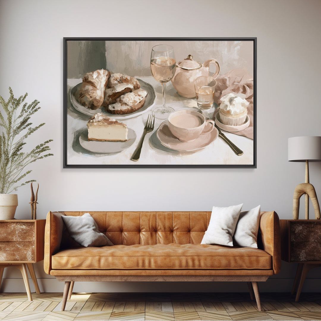 French Bistro Food Illustration Without Text Canvas Print, Dining Room Art, Abstract Art, Dining Room Decor, Fine Art, Dining, DRA-3x2-38