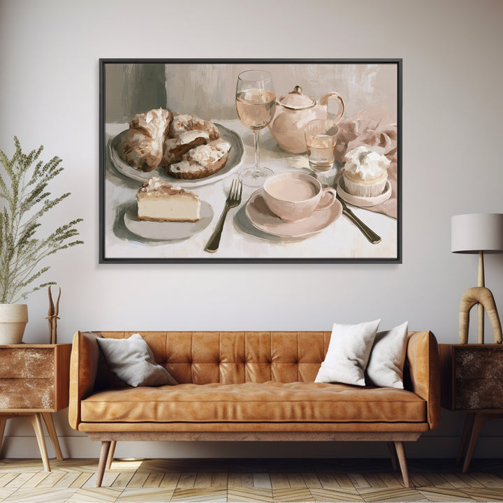 French Bistro Food Illustration Without Text Canvas Print, Dining Room Art, Abstract Art, Dining Room Decor, Fine Art, Dining, DRA-3x2-38