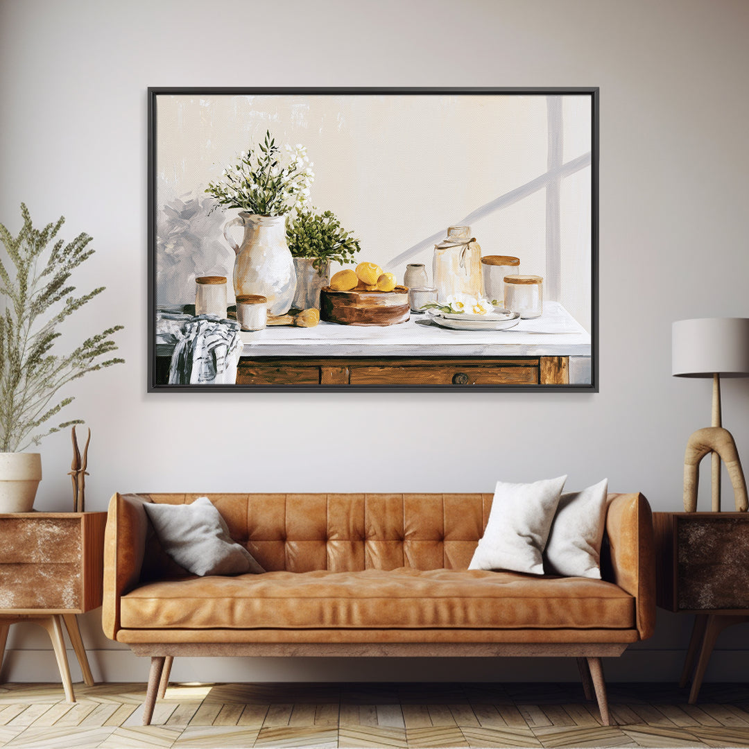 Sunlit Farmhouse Table Objects Without Room View Canvas Print, Dining Room Art, Living Room Decor, Dining Room Decor, Dining, DRA-3x2-45