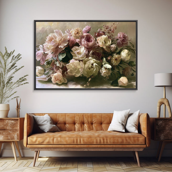 Large Floral Centerpiece Canvas Print, Dining Room Art, Kitchen Wall Art, Dining Room Decor, Oil Painting, Dining, DRA-3x2-54