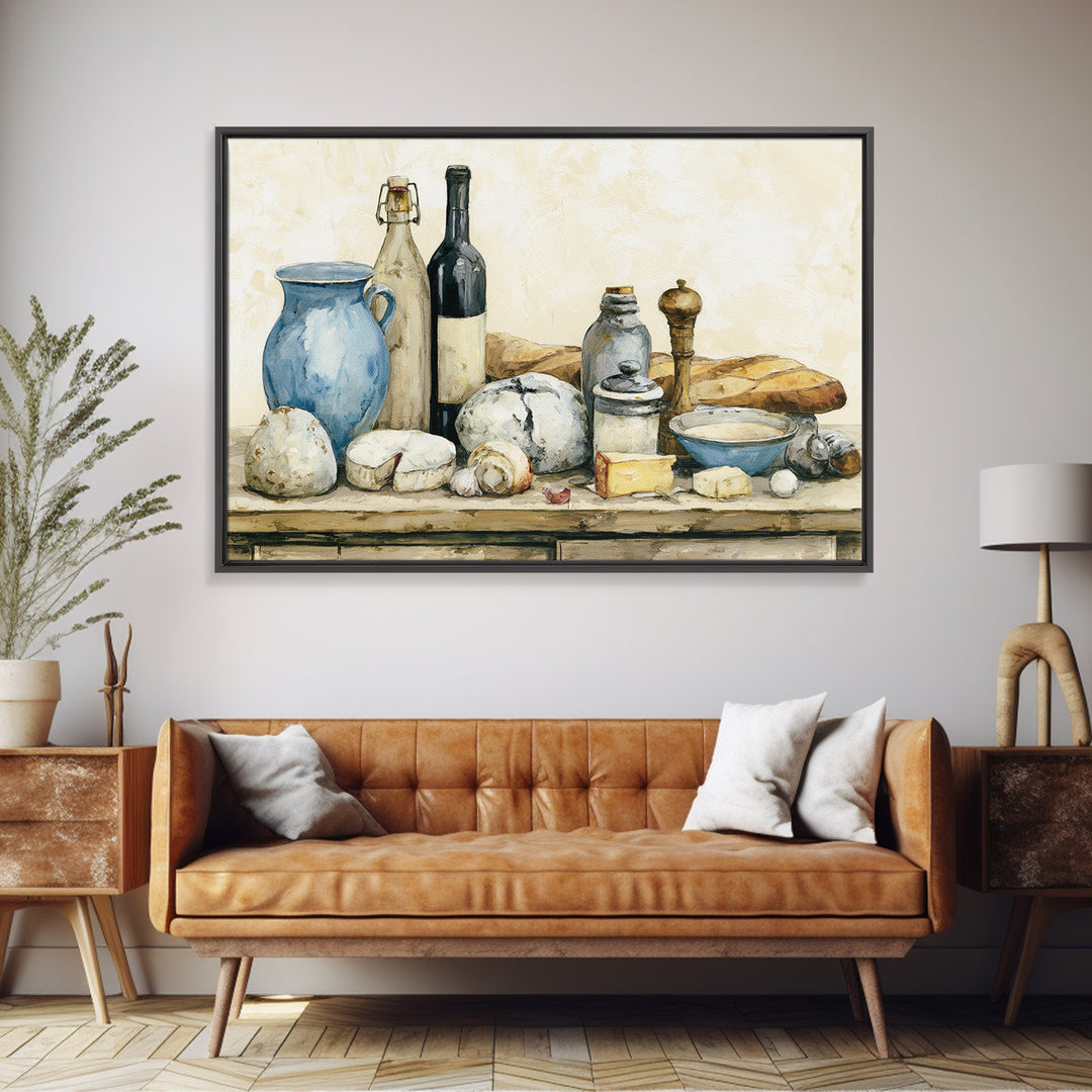 French Bistro Food Illustration Without Text Canvas Print, Dining Room Art, Abstract Art, Dining Room Decor, Fine Art, Dining, DRA-3x2-62