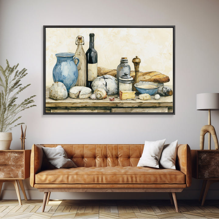 French Bistro Food Illustration Without Text Canvas Print, Dining Room Art, Abstract Art, Dining Room Decor, Fine Art, Dining, DRA-3x2-62