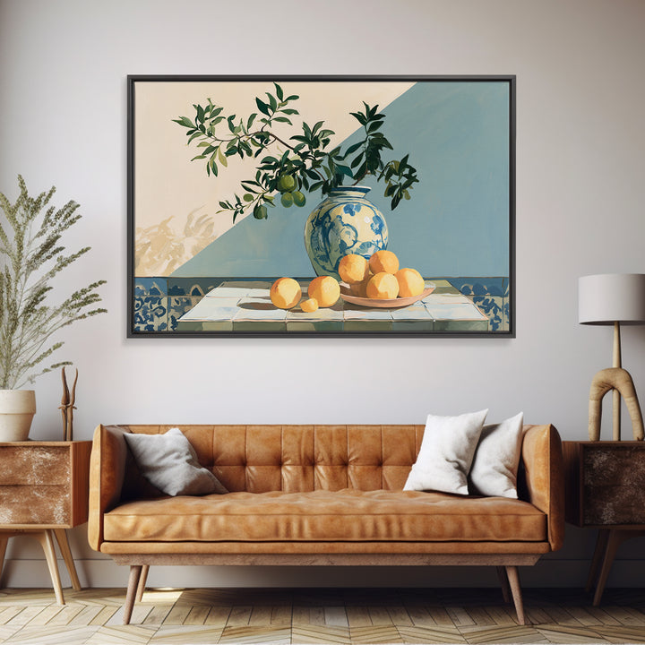 Mediterranean Olive Branch and Citrus Arrangement Canvas Print, Dining Room Art, 3 Piece Wall Art, Dining Room Decor, Dining, DRA-3x2-64