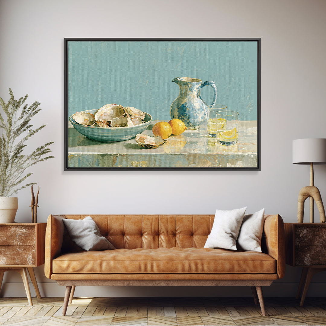 Shellfish and Lemon Still Life Canvas Print, Dining Room Art, Set of 3 Prints, Dining Room Decor, Dining, Fine Art Print, DRA-3x2-68
