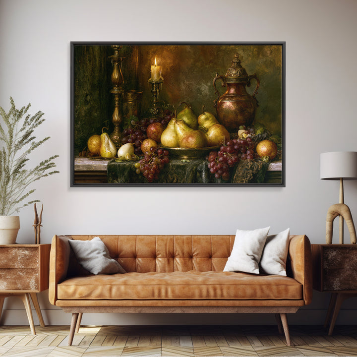 Classical Fruit Still Life Framed Canvas Print, Dining Room Art, Kitchen Wall Decor, Dining Room Decor, Fine Art, Dining, DRA-3x2-77