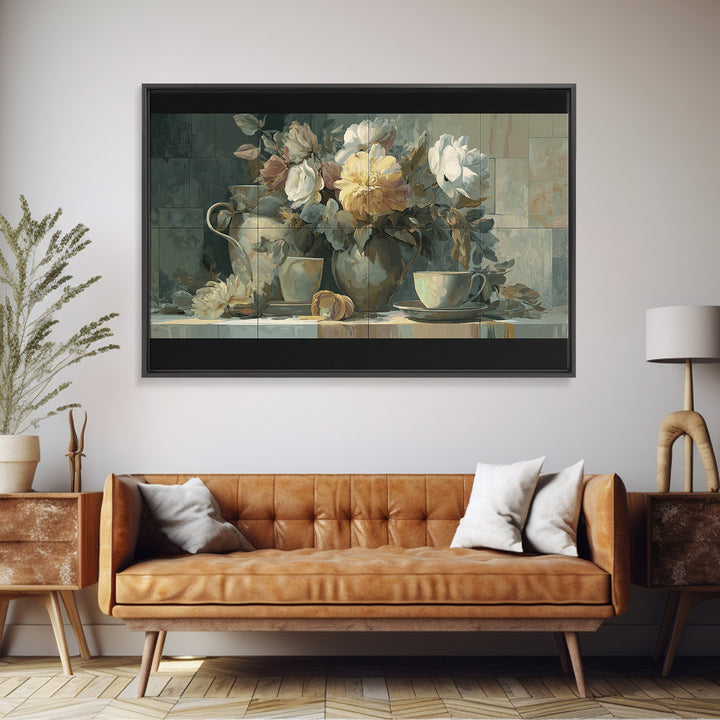 Italian Lemon Branch Framed Canvas Print, Dining Room Art, Abstract Art, Dining Room Decor, Oil Painting, Dining, DRA-3x2-9
