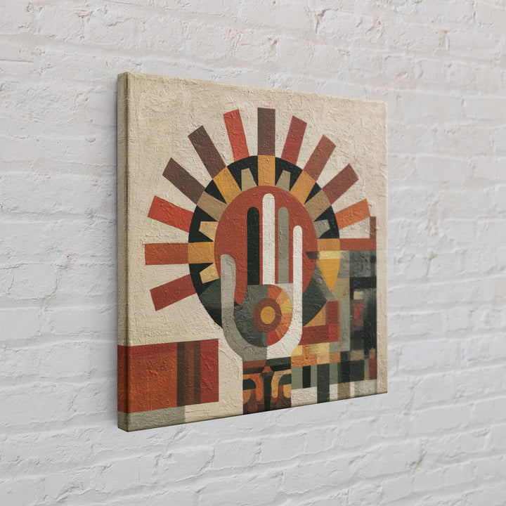 Geometric Sun and Hand Motif Canvas Print, Eclectic Art, Original Art, Living Room Decor, Abstract Art, Eclectic, Gallery Decor, ECL-1x1-15