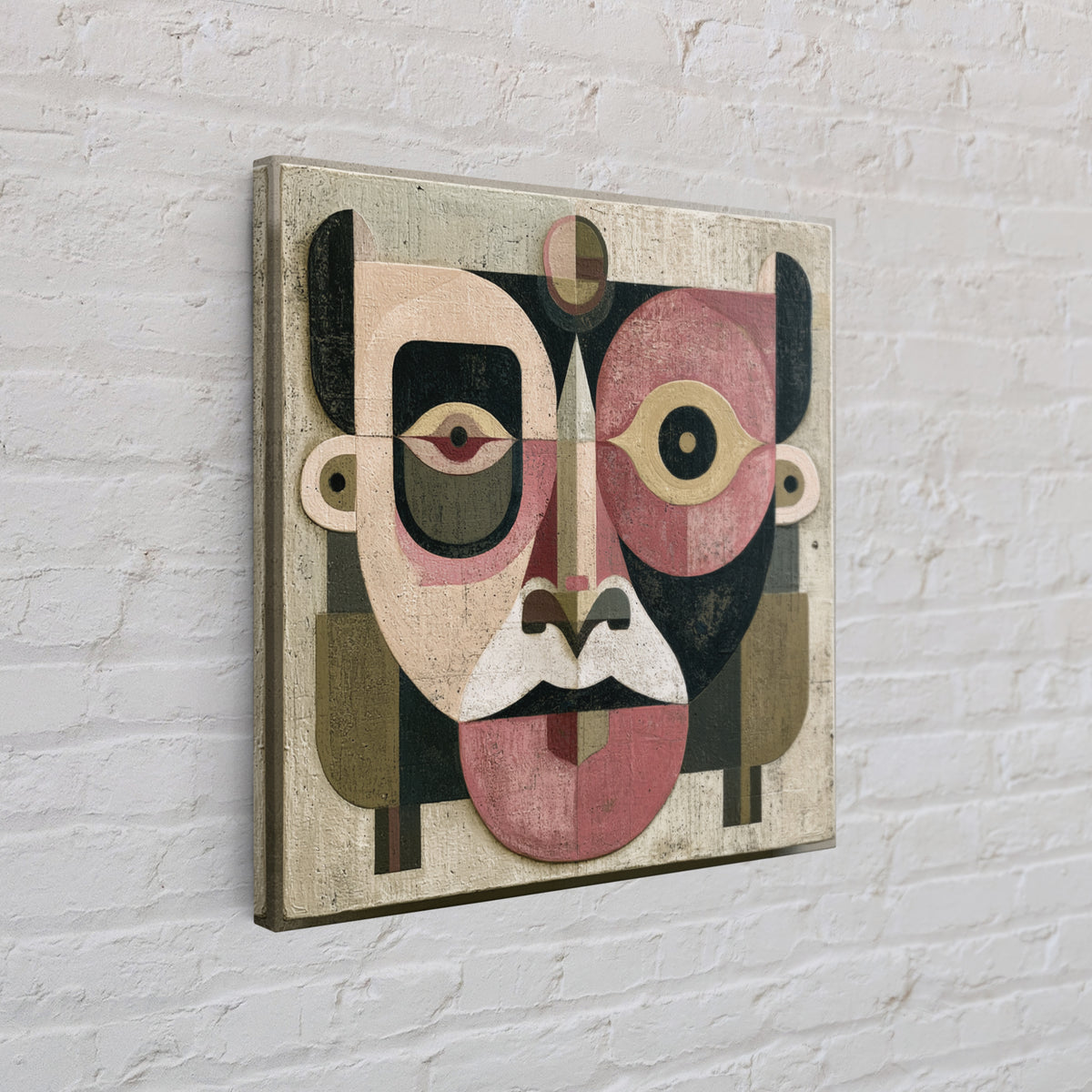 Abstract Mask with Playful Textures Canvas Print, Eclectic Art, Room Decor, Living Room Decor, Abstract Art, Eclectic, ECL-1x1-20