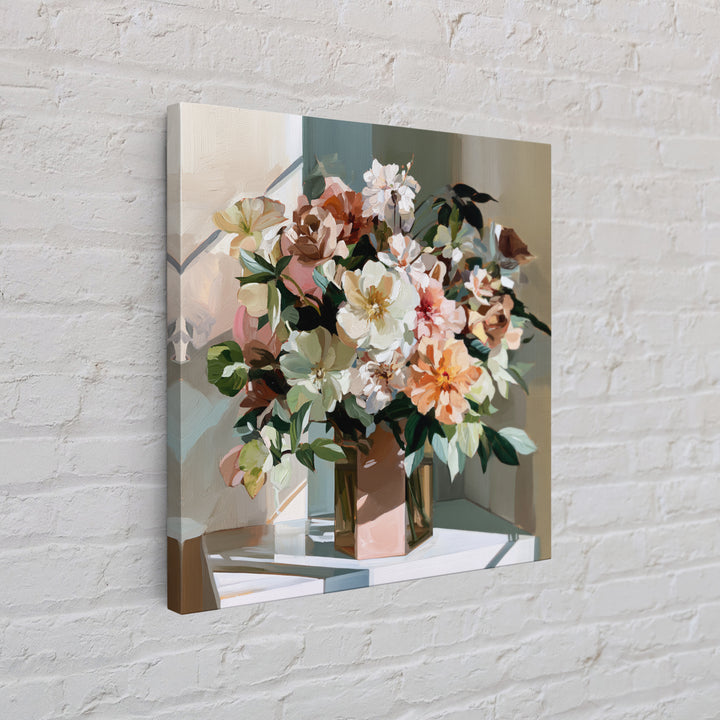 Retro Futurist Vase of Flowers Framed Canvas Print, Eclectic Art, Textured Painting, Living Room Decor, Fine Art, Eclectic, ECL-1x1-34