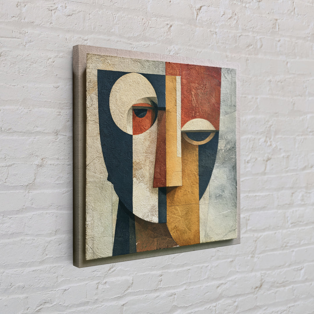 Abstract Mask with Playful Textures Framed Canvas Print, Eclectic Art, Living Room Decor, Abstract Art, Eclectic, ECL-1x1-44