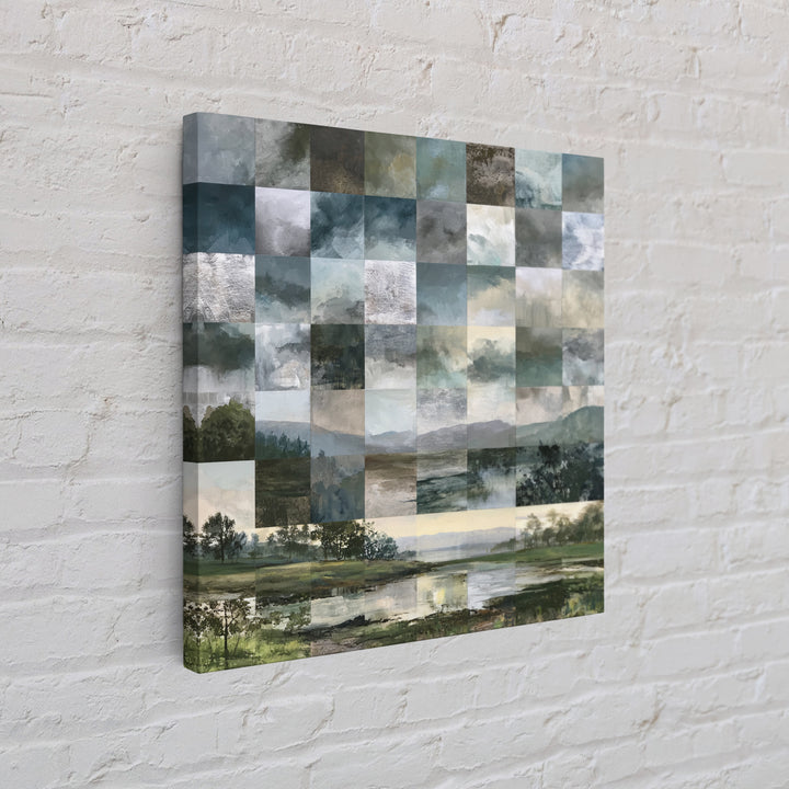 Bohemian Patchwork Landscape Framed Canvas Print, Eclectic Art, Room Decor, Living Room Decor, Oil Painting, Eclectic, ECL-1x1-48
