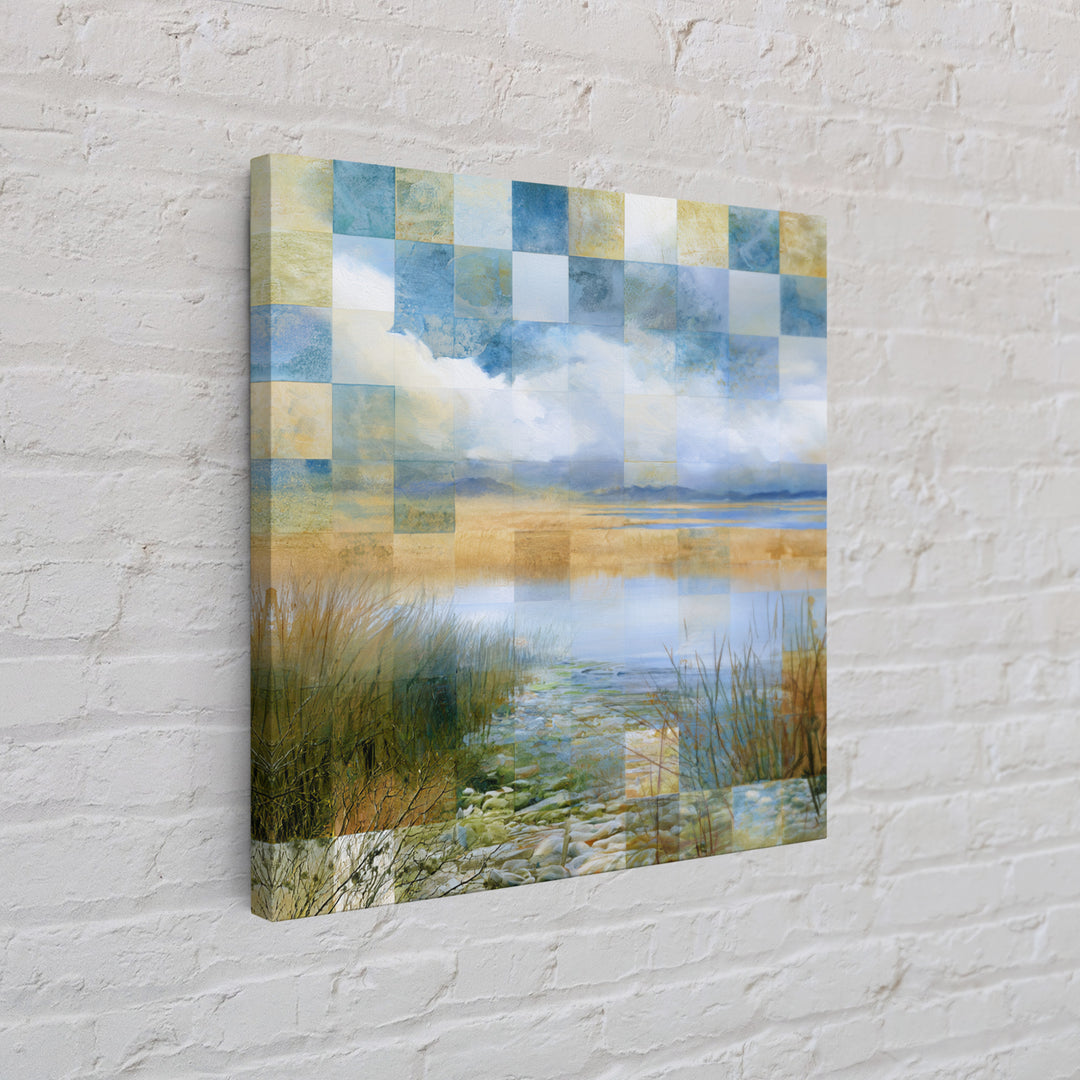 Playful Checkerboard Landscape Framed Canvas Print, Eclectic Art, Printable Wall Art, Living Room Decor, Fine Art, Eclectic, ECL-1x1-57